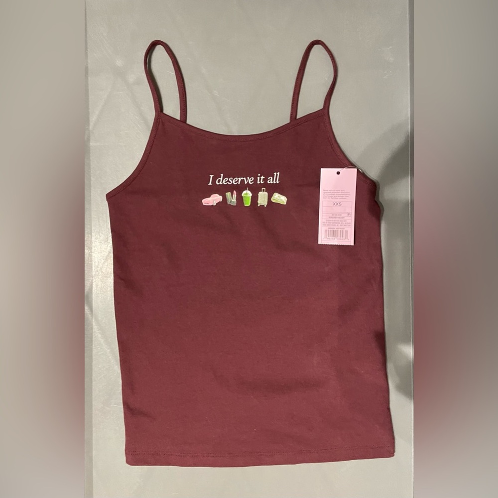 Wild Fable Women's Graphic Camisole Burgundy Quote Size XXS NWT